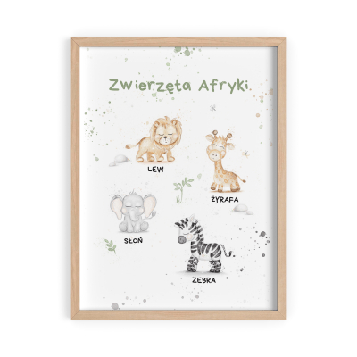 Plakat dla dziecka edukacyjny - Zwierzęta Afryki