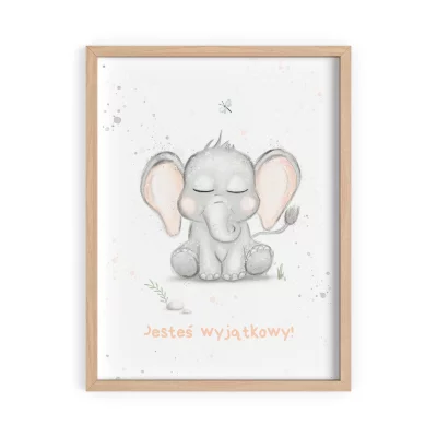 JESTEŚ WYJĄTKOWY - Plakat Dla Dziecka Słonik