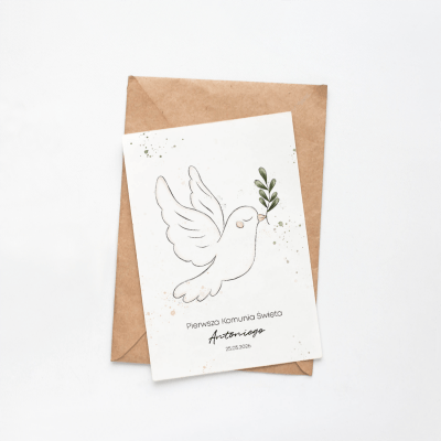 Gołąbek Kartka Komunijna z kolekcji Minimal