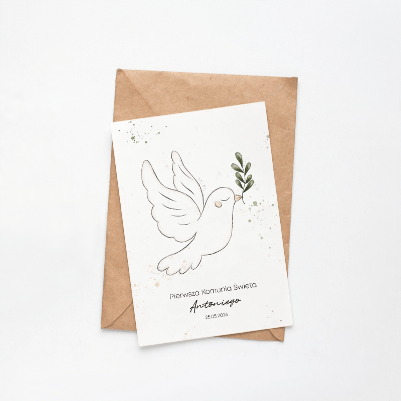 Gołąbek Kartka Komunijna z kolekcji Minimal