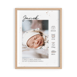 Metryczka Ze Zdjęciem Dziecka - Personalizowany Prezent na Narodziny – Wzór 2