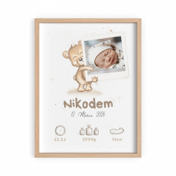 Metryczka dla dziecka z Misiem - ze zdjęciem