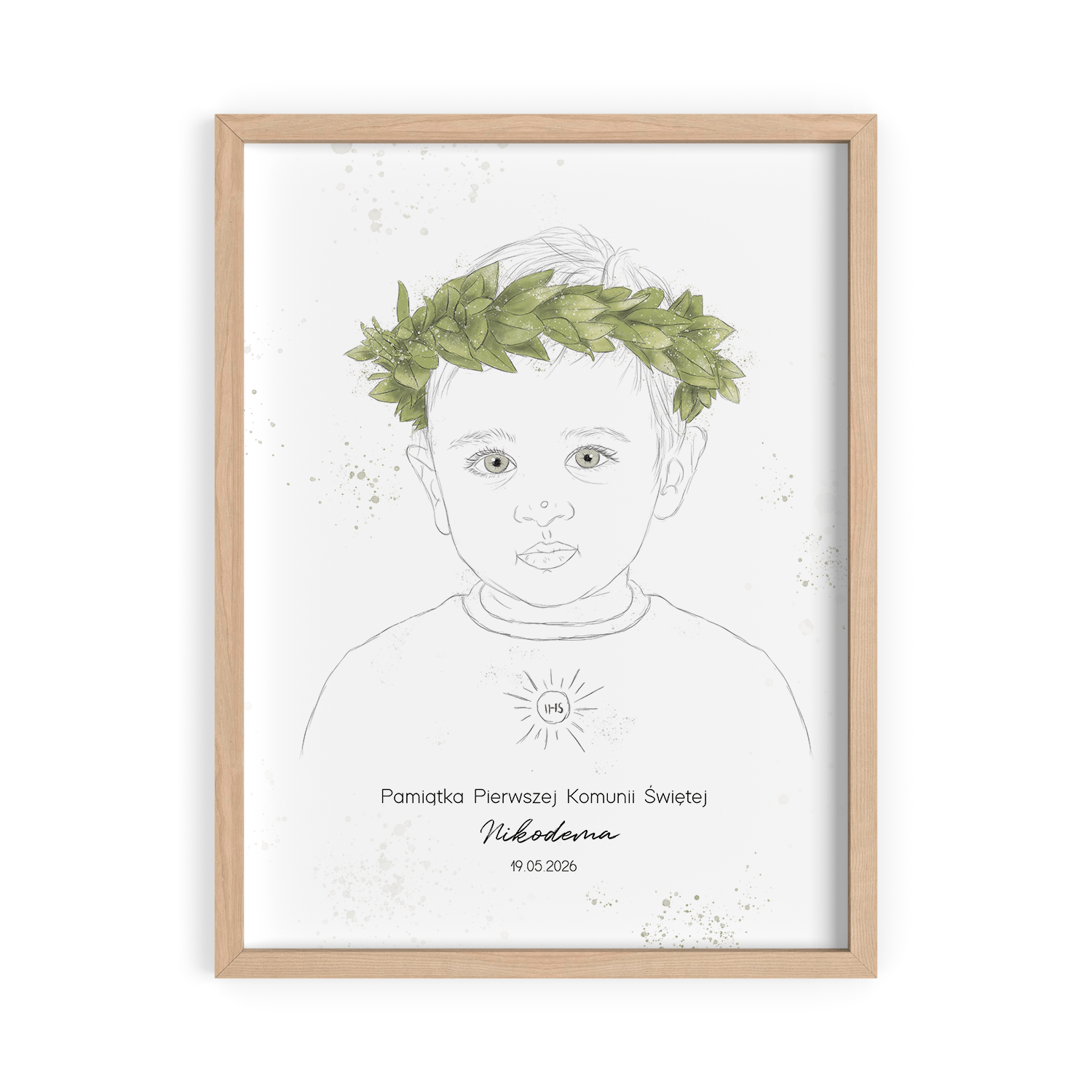 Pamiątka komunijna - portret rysowany na podstawie zdjęcia dla chłopca - Pierwsza Komunia Święta