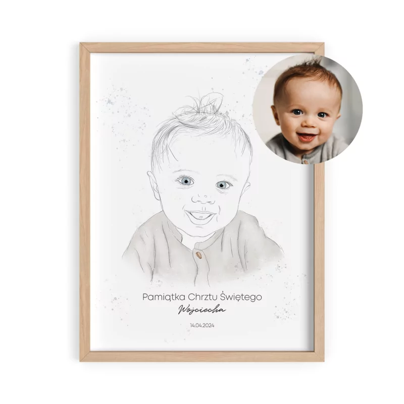 Portret dziecka minimalistyczny dla chłopca - ze zdjęcia dziecka