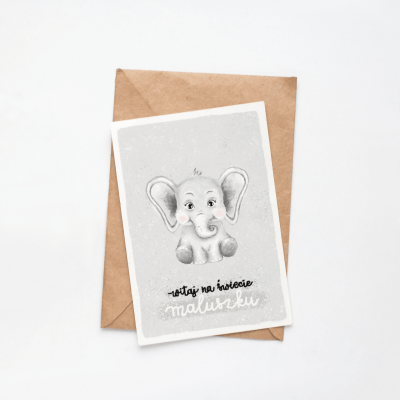 Kartka ze słonikiem, kartka dla maluszka